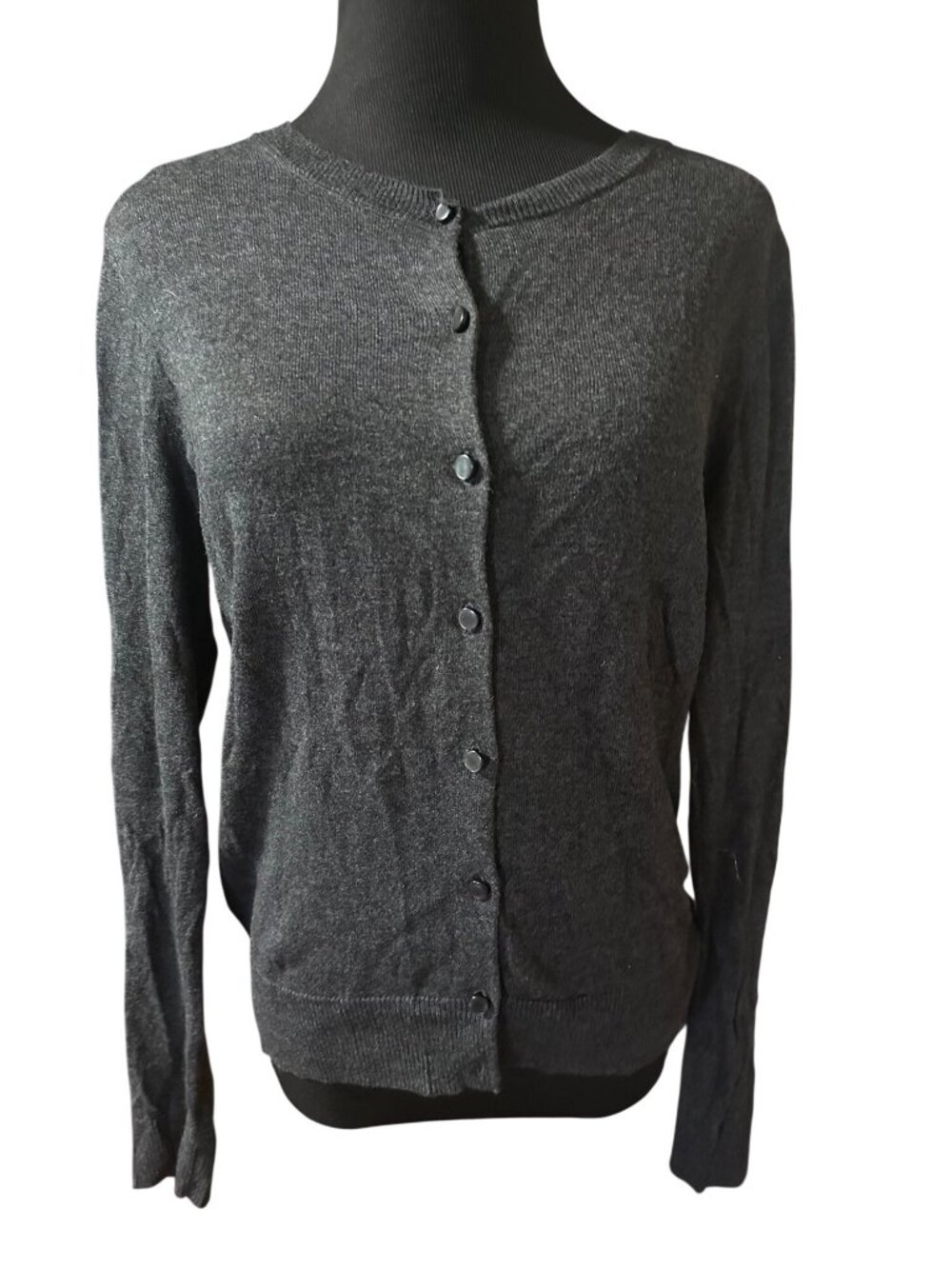 New York & Company gray button up cardigan sweater size L